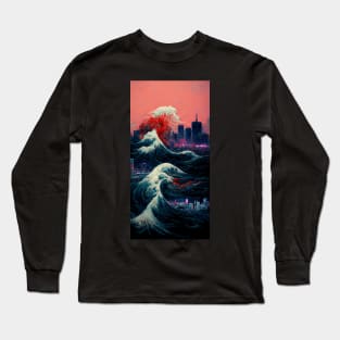 Great Wave Destroys Tokyo Long Sleeve T-Shirt